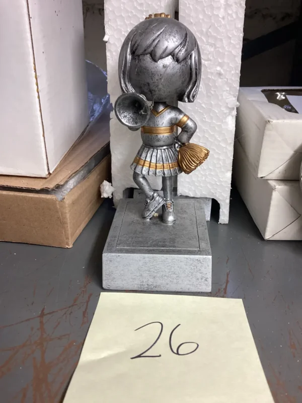 SILVER BOBBLEHEAD CHEER W/GOLD ACCENTS