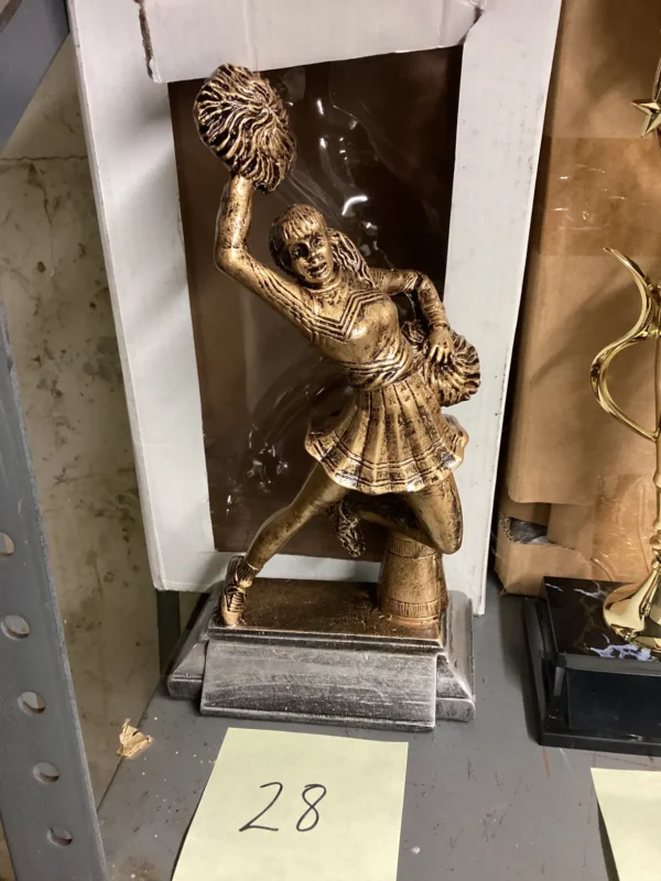 BRONZE JUMPING CHEERLEADER ON SILVER BASE