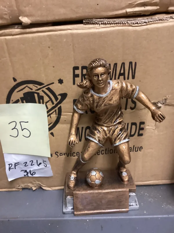 FEMALE SOCCER BRONZE W/SILVER ACCENTS & BASE