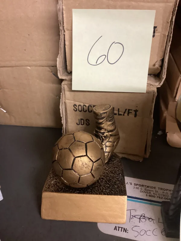 SMALL BRONZE SOCCER CLEAT & BALL