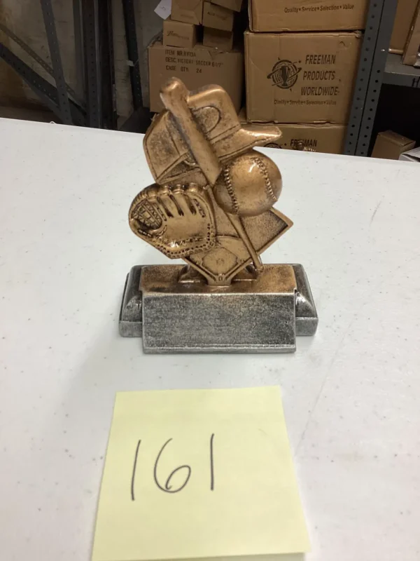 BRONZE BASEBALL W/BAT, GLOVE, HAT & FIELD