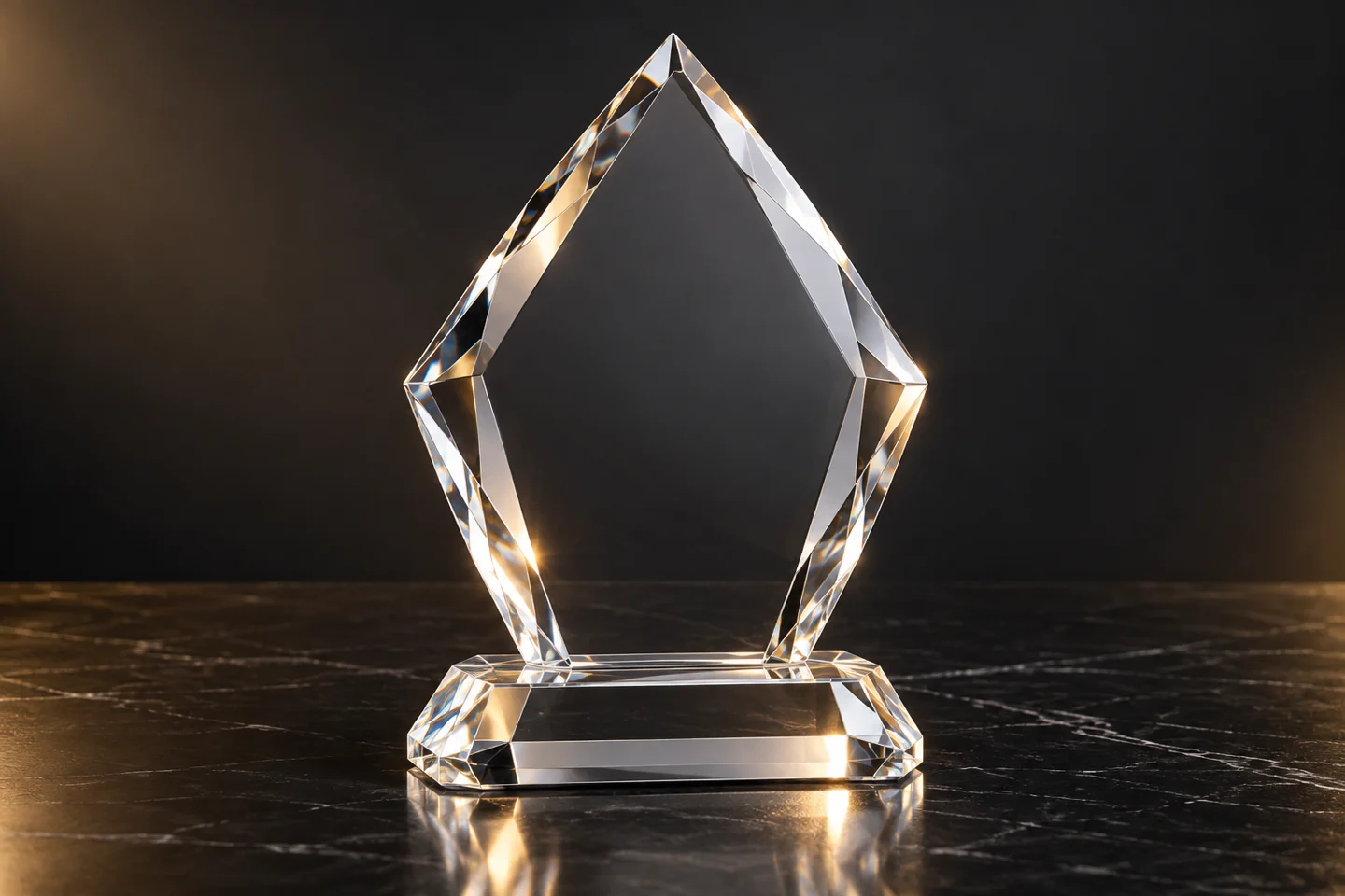 Illustration of a faceted crystal diamond award