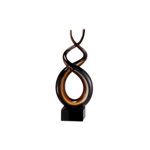 Twisting black and amber art glass sculpture award