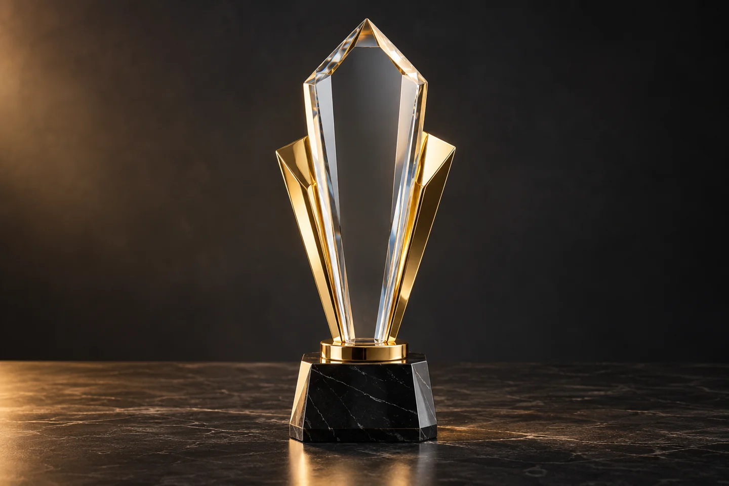 Illustration of a crystal and gold executive trophy