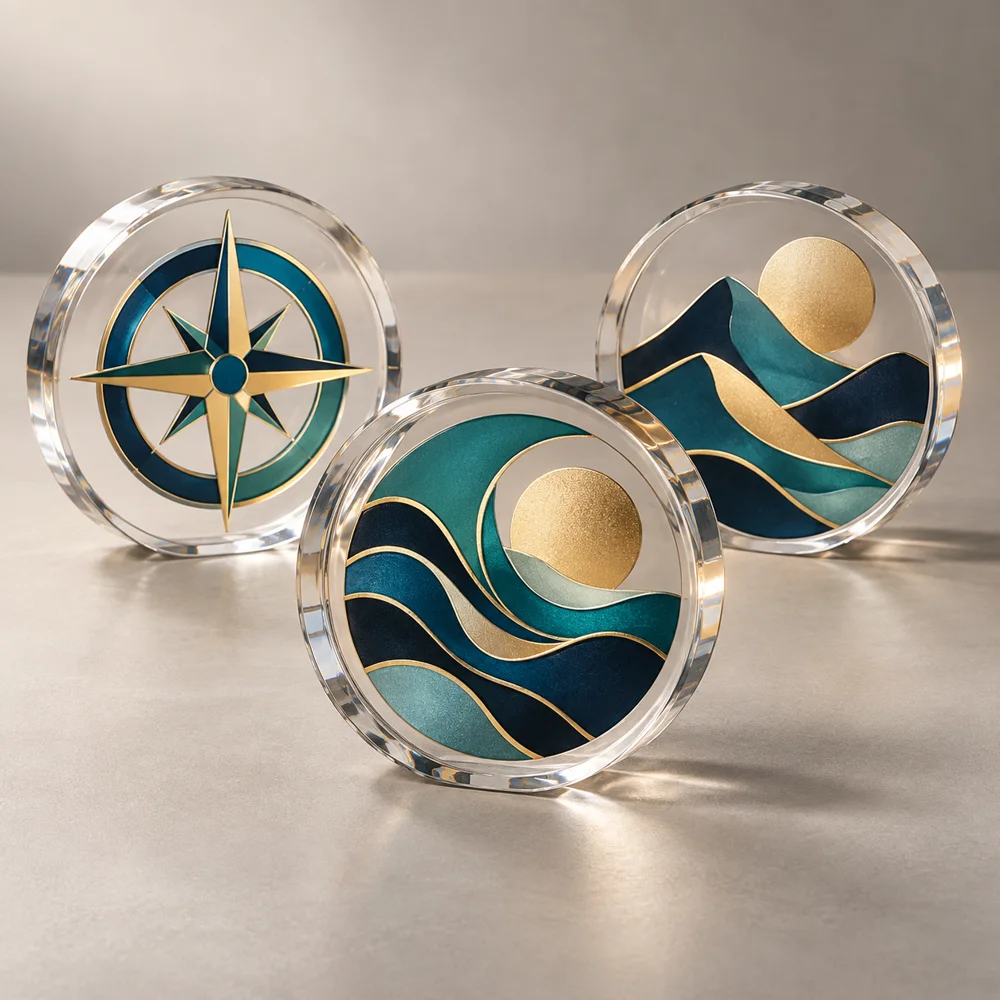 Illustrative coins acrylic recognition award style