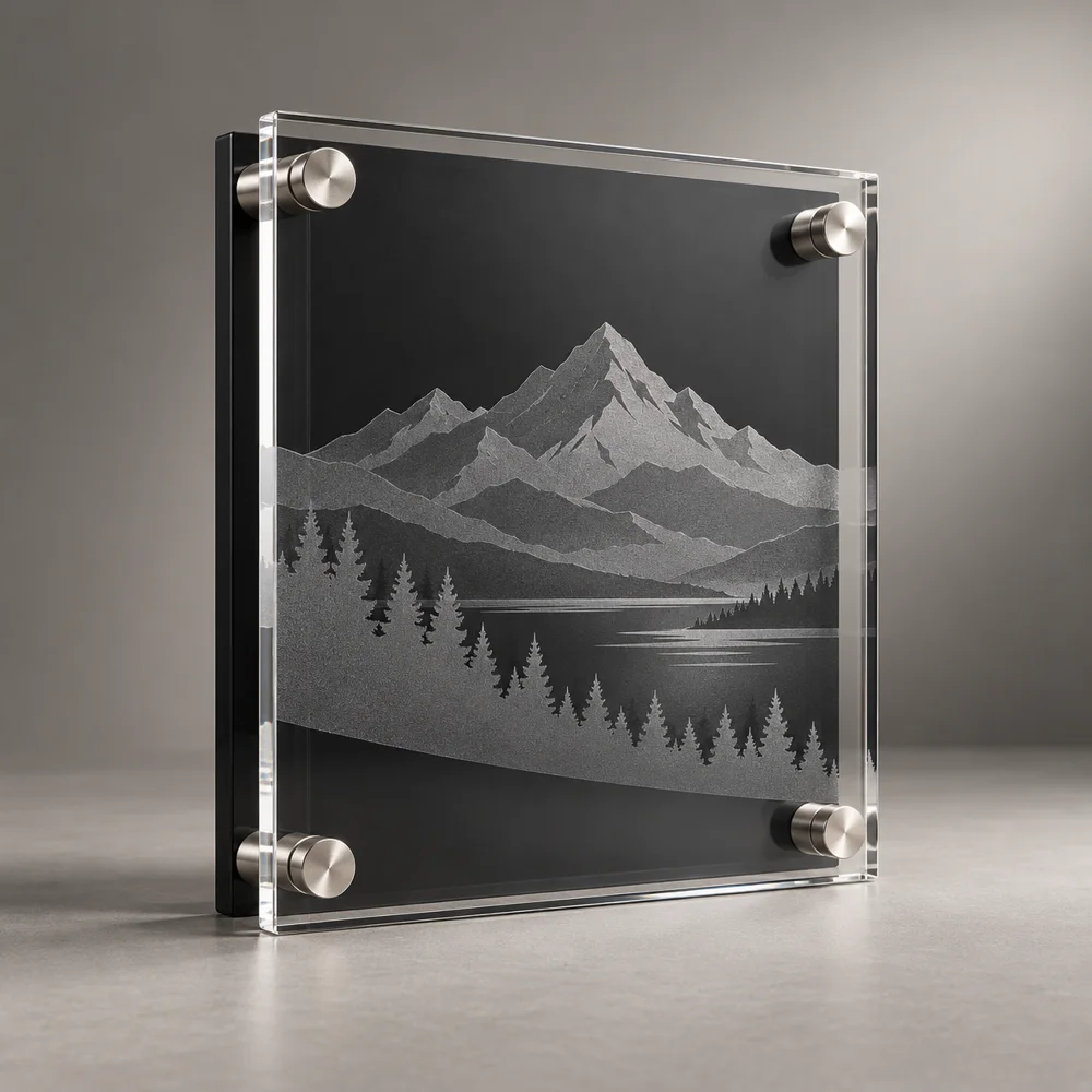 Illustrative standoff acrylic recognition award style