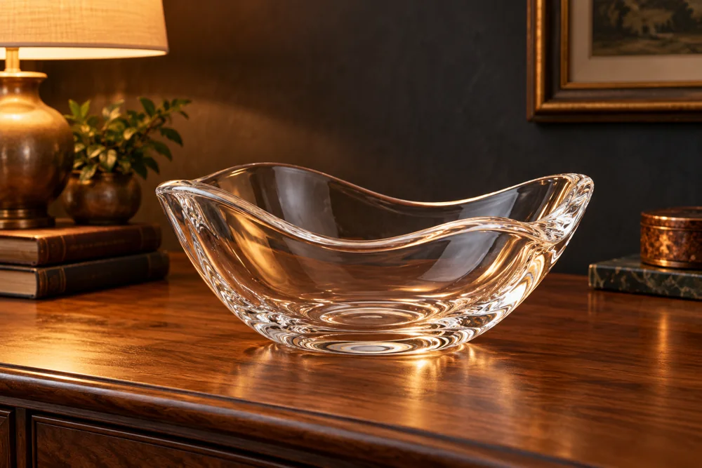 Illustration of an engraved glass retirement bowl